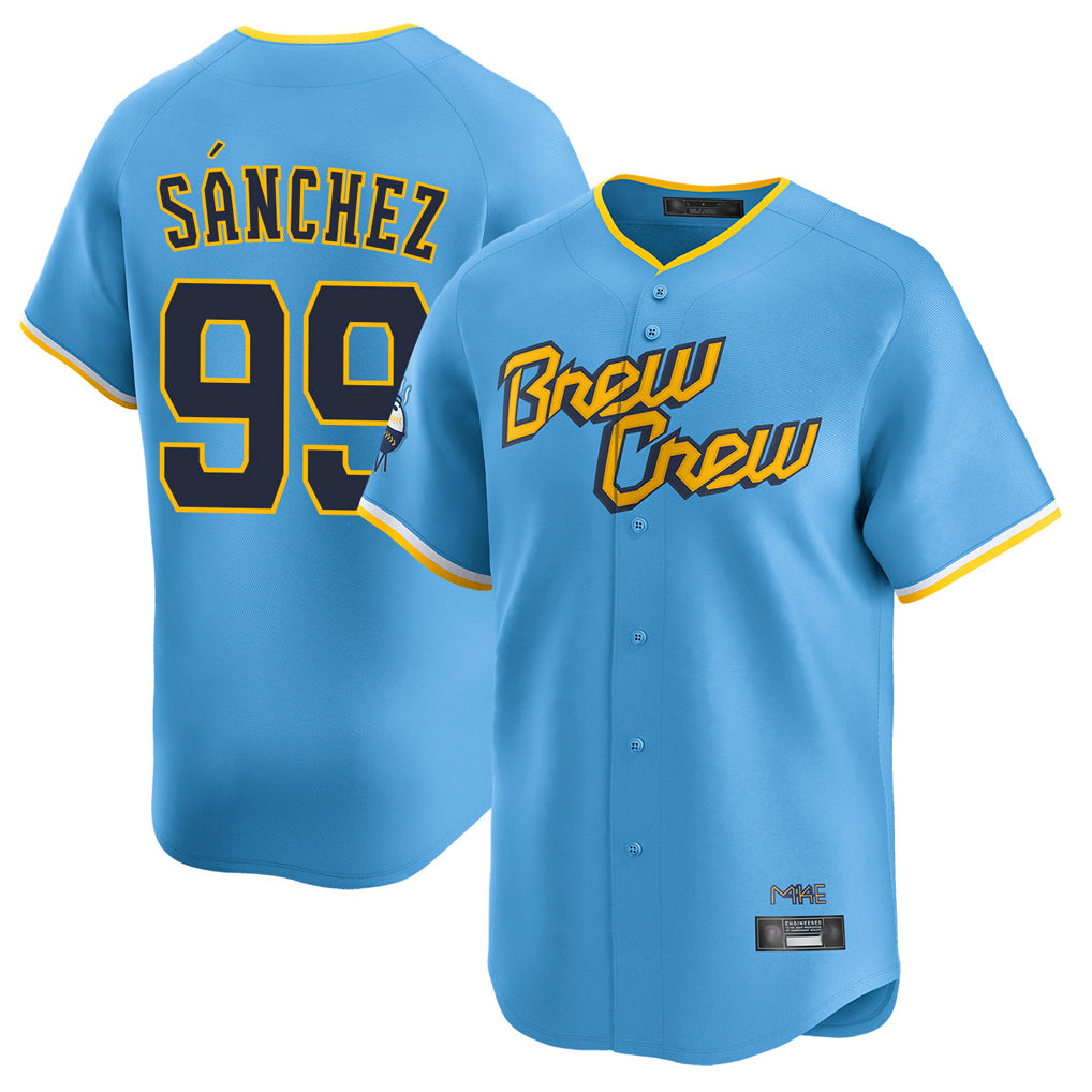 M.Brewers #99 Gary Sanchez Player Light Blue City Connect Home Limited Fdoa Stitched Jerseys
