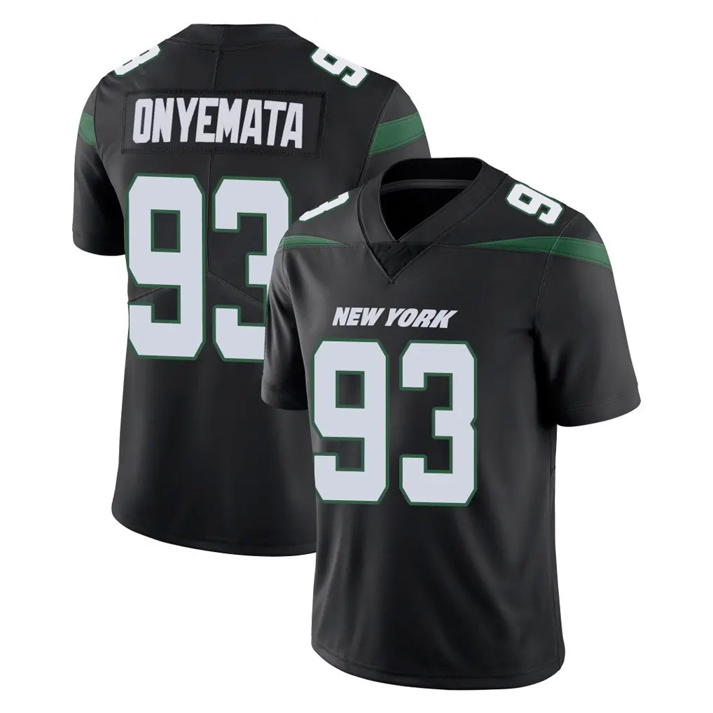 NY.Jets #93 David Onyemata Player Stealth Black Limited Vapor Home Game Gdoa Stitched Jerseys