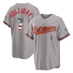 B.Orioles #7 Jackson Holliday Player Gray USA 250 Fourth of July Home Game Gdoa Stitched Jerseys