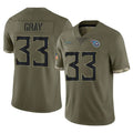 T.Titans #33 Cedric Gray Player Olive Limited Salute to Service Home Game Gdoa Stitched Jerseys