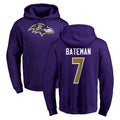 B.Ravens #7 Rashod Bateman Player Purple Salute to Service Pullover Hoodie Gdoa Stitched Jerseys