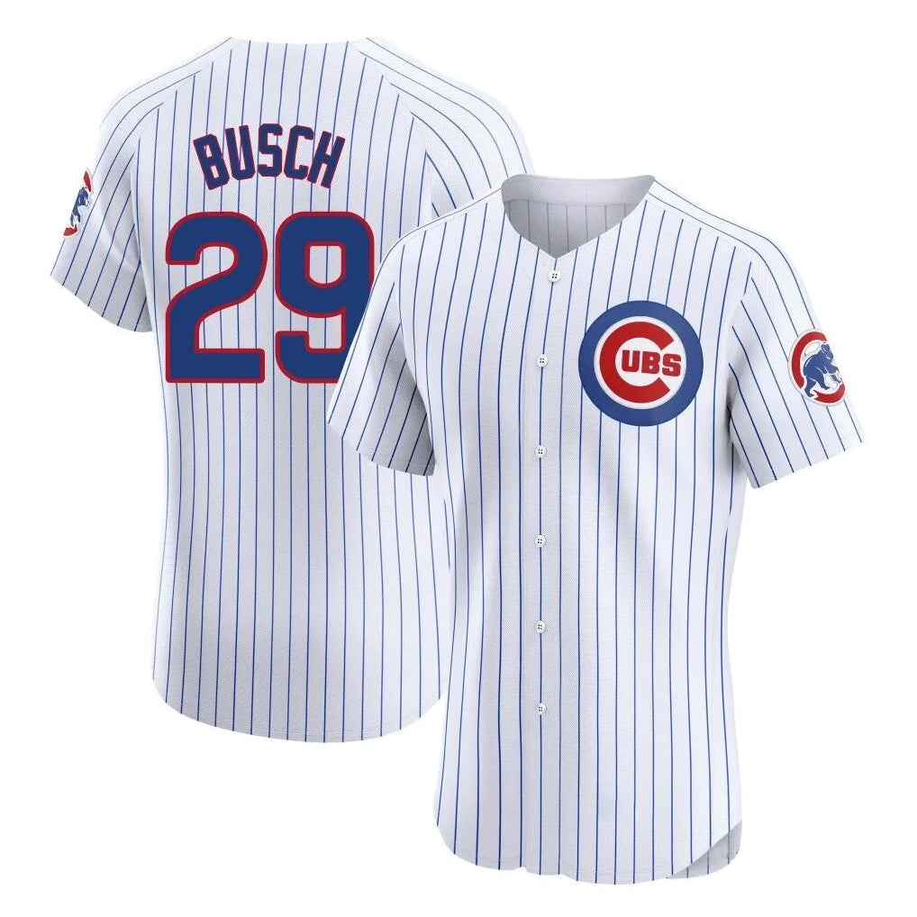 C.Cubs #29 Michael Busch Player White Limited Elite Home Game Gdoa Stitched Jerseys
