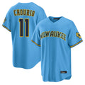 M.Brewers #11 Jackson Chourio Player Light Blue Road Stadium Game Fdoa Stitched Jerseys