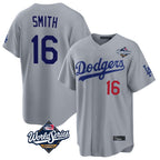 LA.Dodgers #16 Will Smith Player Gray World Series Game Home Fdoa Stitched Jerseys