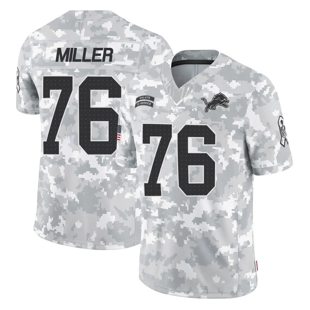 D.Lions #76 Blake Miller Player Arctic Camo Salute To Service Limited Gdoa Stitched Jerseys