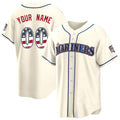 Custom S.Mariners Cream USA 250 Fourth of July Limited Home Game Any Name & Number Gdoa Stitched Jerseys