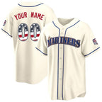 Custom S.Mariners Cream USA 250 Fourth of July Limited Home Game Any Name & Number Gdoa Stitched Jerseys