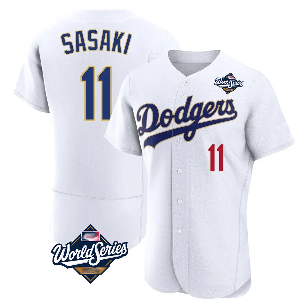 LA.Dodgers #11 Roki Sasaki Player Gold White World Series 2026 Collection Stadium Limited Elite Fdoa Stitched Jerseys