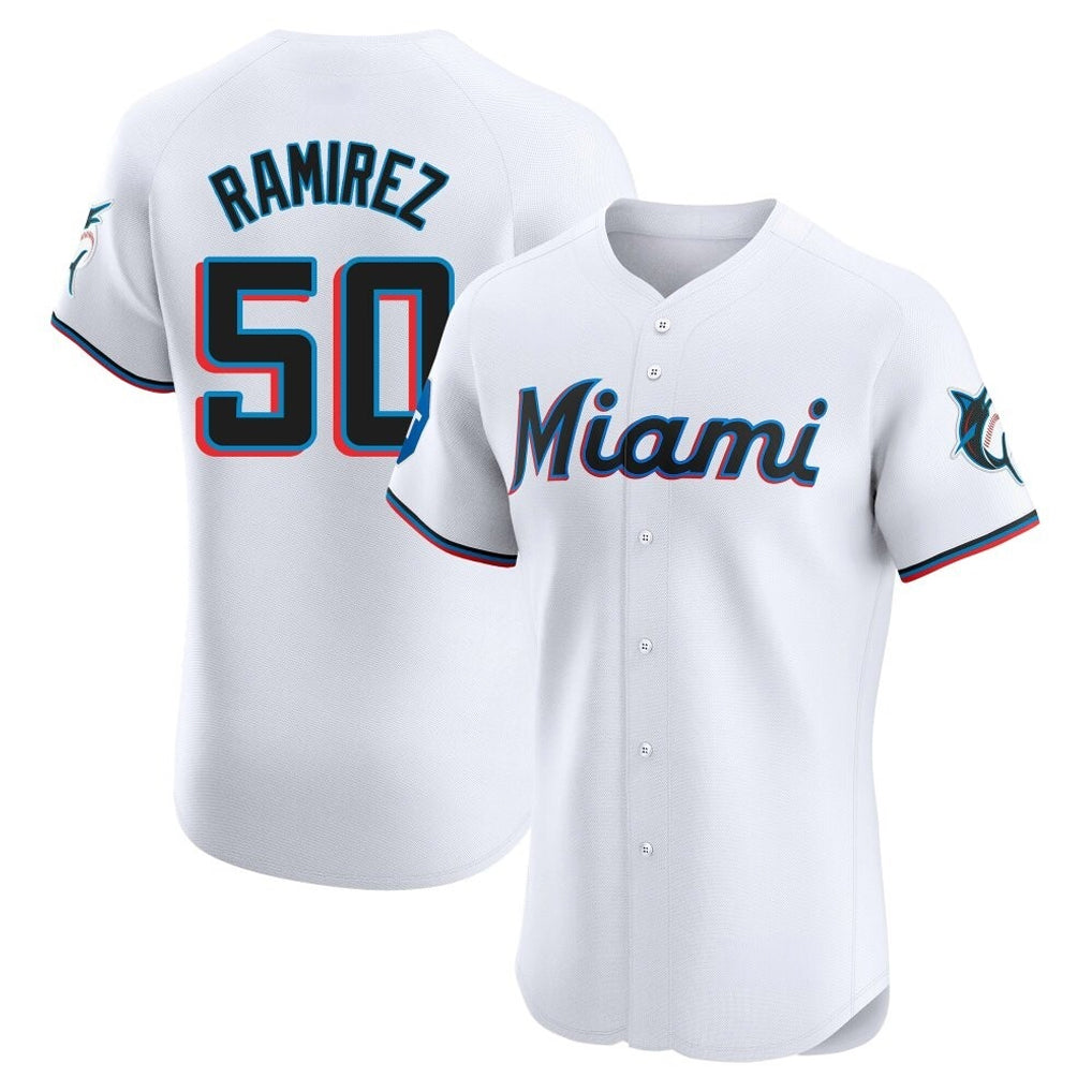 M.Marlins #50 Agustin Ramirez Player White  Home Limited Elite Fdoa Stitched Jerseys