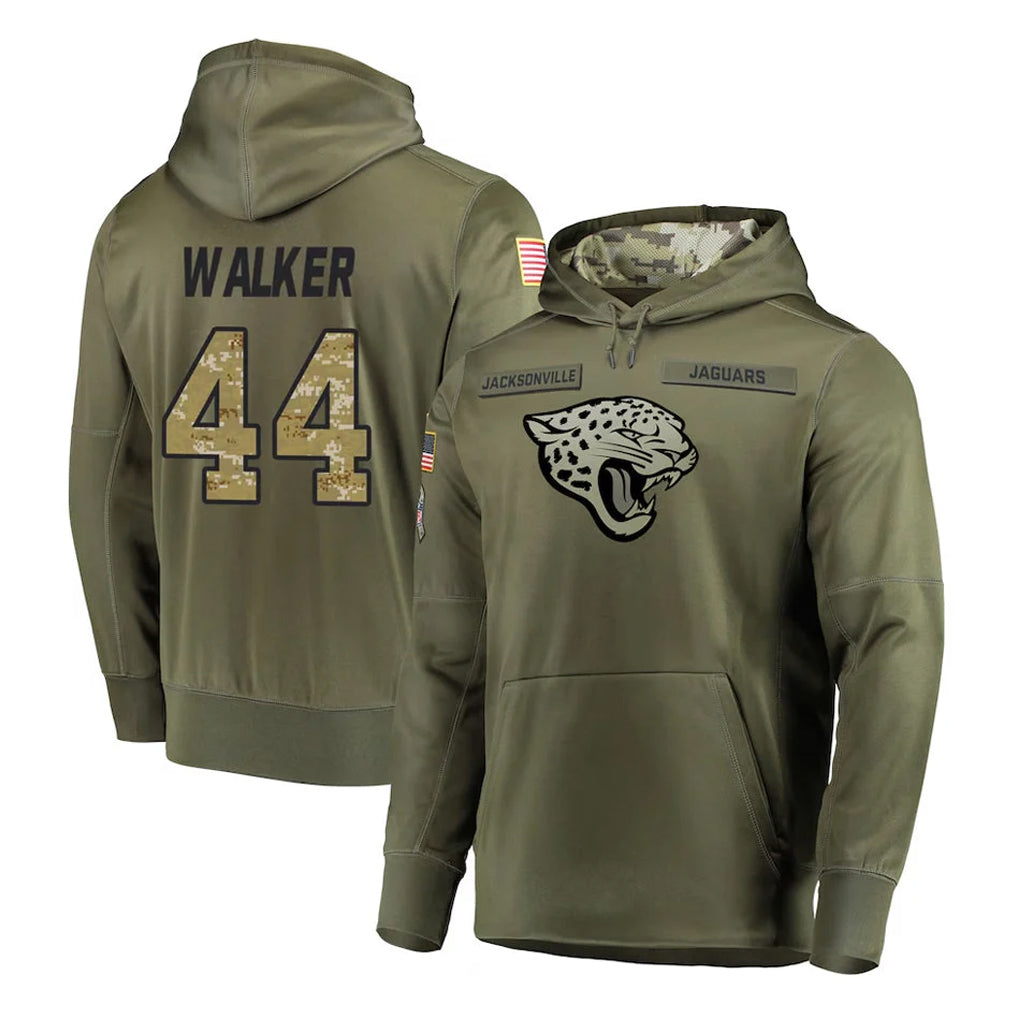 J.Jaguars #44 Travon Walker Player Olive Salute to Service Pullover Hoodies Home Game Gdoa Stitched Jerseys