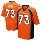 D.Broncos #73 Frank Crum Player Orange Color Home Game Gdoa Stitched Jerseys
