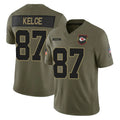 KC.Chiefs #87 Travis Kelce Player Olive 2025 Salute To Service Limited Game Gdoa Stitched Jerseys
