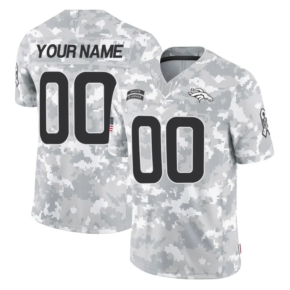 Custom D.Broncos Arctic Camo Salute To Service Limited Any Name & Numbers Gdoa Stitched Jerseys