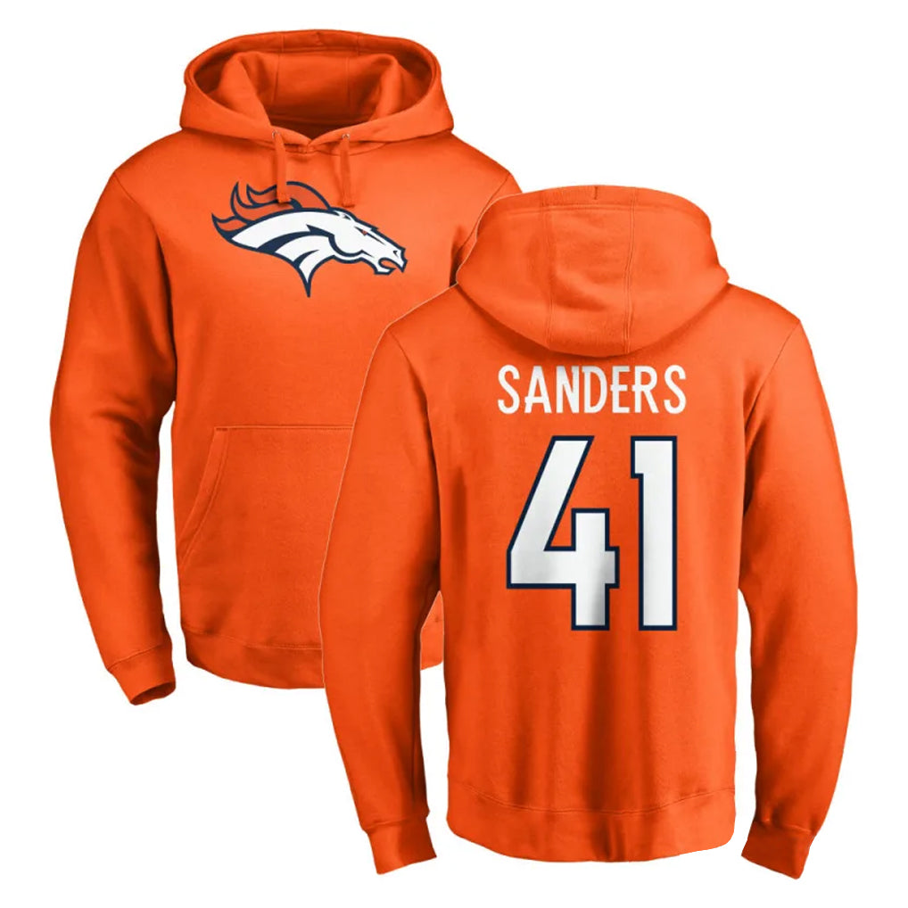 D.Broncos #41 Drew Sanders Player Orange Pullover Hoodie Limited Gdoa Stitched Jerseys