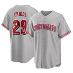 C.Reds #29 TJ Friedl Player Gray Home Game Gdoa Stitched Jerseys