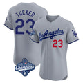 LA.Dodgers #23 Kyle Tucker Player Gray World Series Meet Limited Elite Home Fdoa Stitched Jerseys