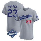 LA.Dodgers #23 Kyle Tucker Player Gray World Series Meet Limited Elite Home Fdoa Stitched Jerseys
