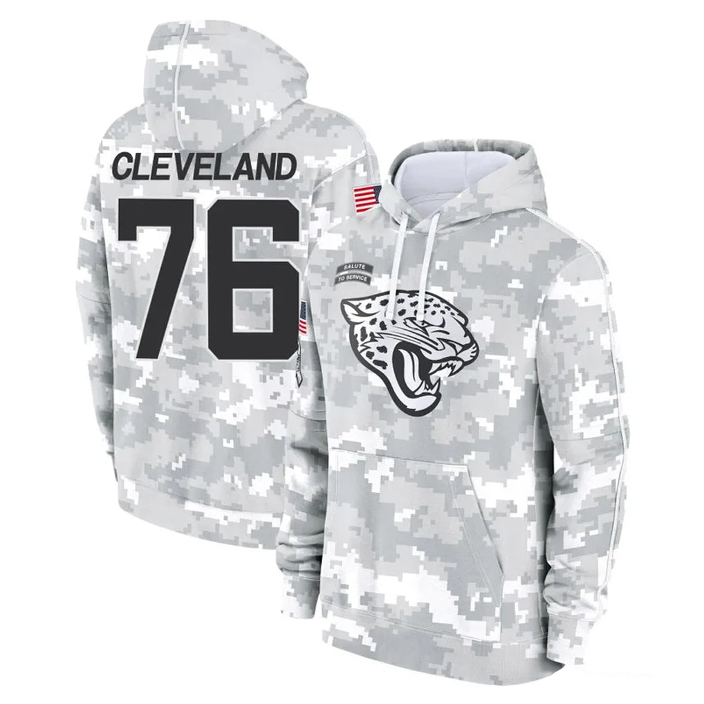 J.Jaguars #76 Ezra Cleveland Player Arctic Camo Salute to Service Hoodies Limited Game Gdoa Stitched Jerseys