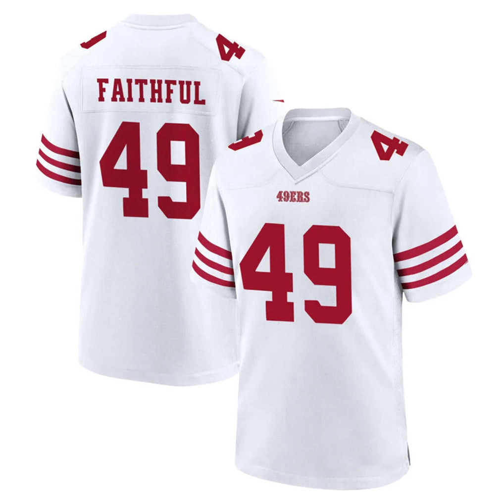 SF.49ers #49 The Faithful Player White Game Home Gdoa Stitched Jerseys