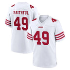 SF.49ers #49 The Faithful Player White Game Home Gdoa Stitched Jerseys