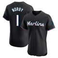 M.Marlins #1 Connor Norby Player Black Vapor Home Limited Elite Fdoa Stitched Jerseys