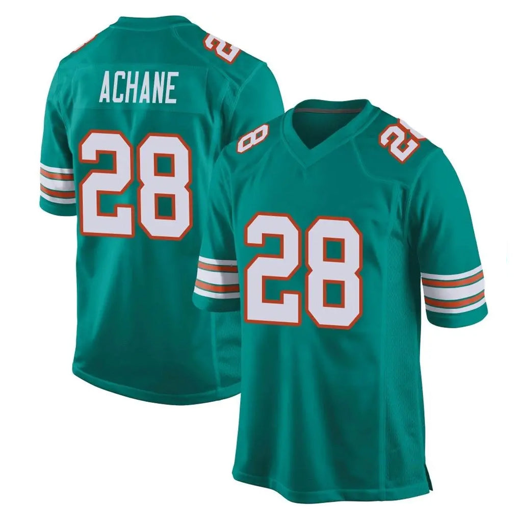M.Dolphins #28 De'Von Achane Player Aqua Alternate Home Game Gdoa Stitched Jerseys