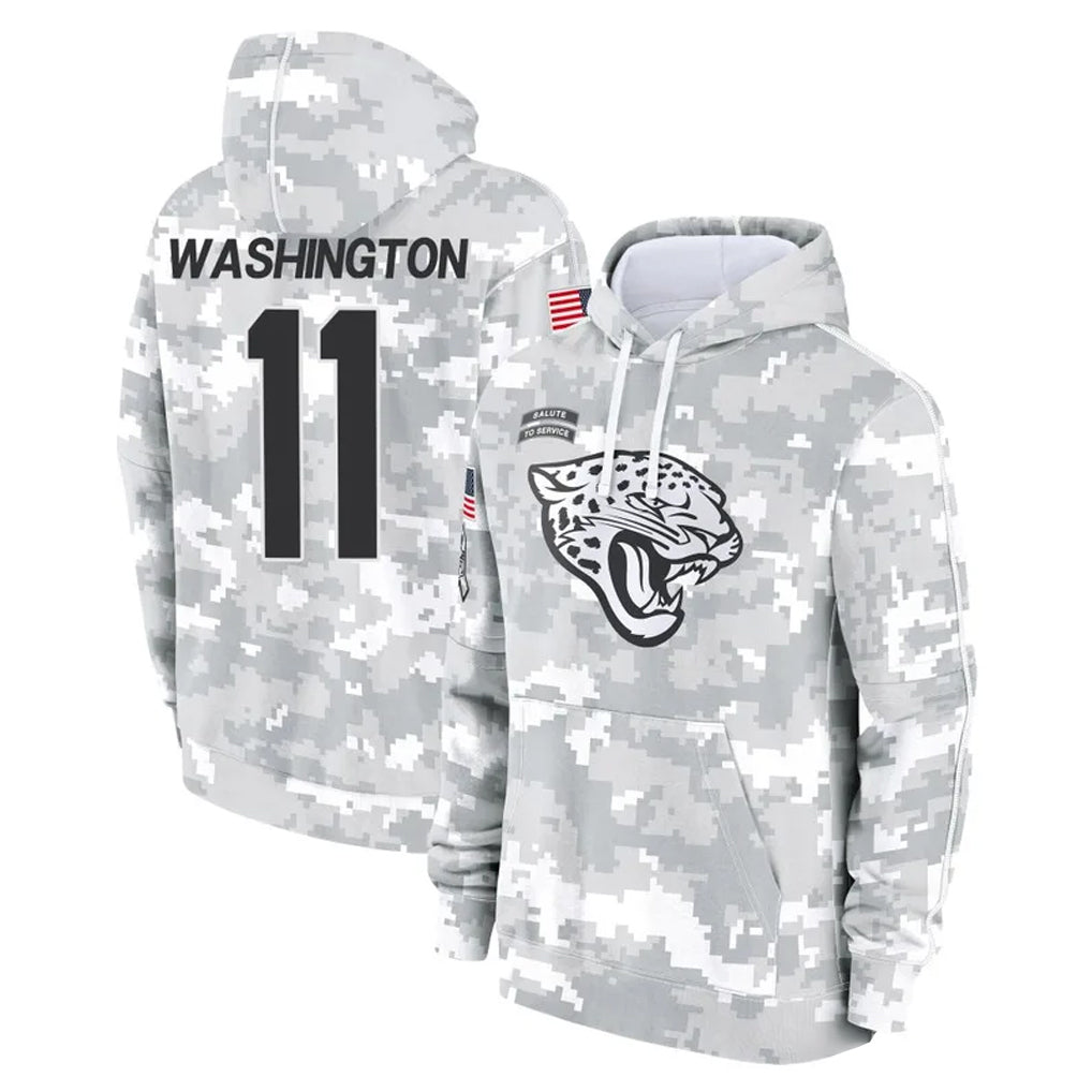 J.Jaguars #11 Parker Washington Player Arctic Camo Salute to Service Hoodies Limited Game Gdoa Stitched Jerseys