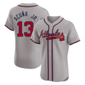 A.Braves #13 Ronald Acuna Jr Player Gray Limited Elite Home Game Gdoa Stitched Jerseys