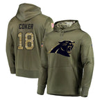 C.Panthers #18 Jalen Coker Player Olive Salute to Service Hoodies Gdoa Stitched Jerseys