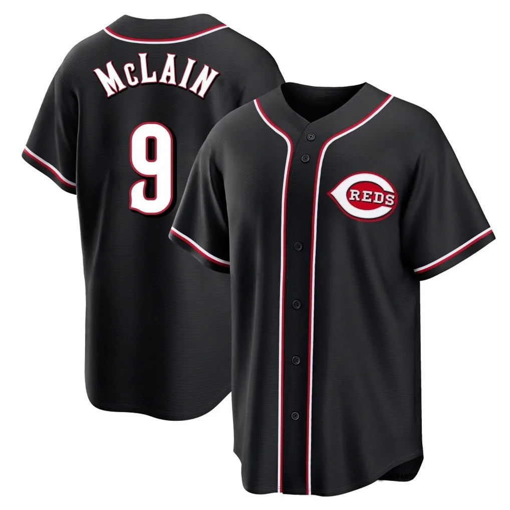 C.Reds #9 Matt McLain Player Black Fashion Out Home Game Gdoa Stitched Jerseys