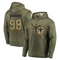 T.Titans #98 Jeffery Simmons Player Olive Salute to Service Pullover Hoodies Home Game Gdoa Stitched Jerseys