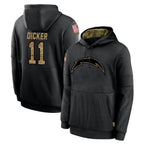 LA.Chargers #11 Cameron Dicker Player Black Salute to Service Hoodies Limited Game Gdoa Stitched Jerseys