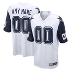 Custom D.Cowboys White-Navy Home Game Any Name & Numbers Gdoa Stitched Jerseys