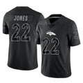 D.Broncos #22 Brandon Jones Player Black Reflective Limited Gdoa Stitched Jerseys