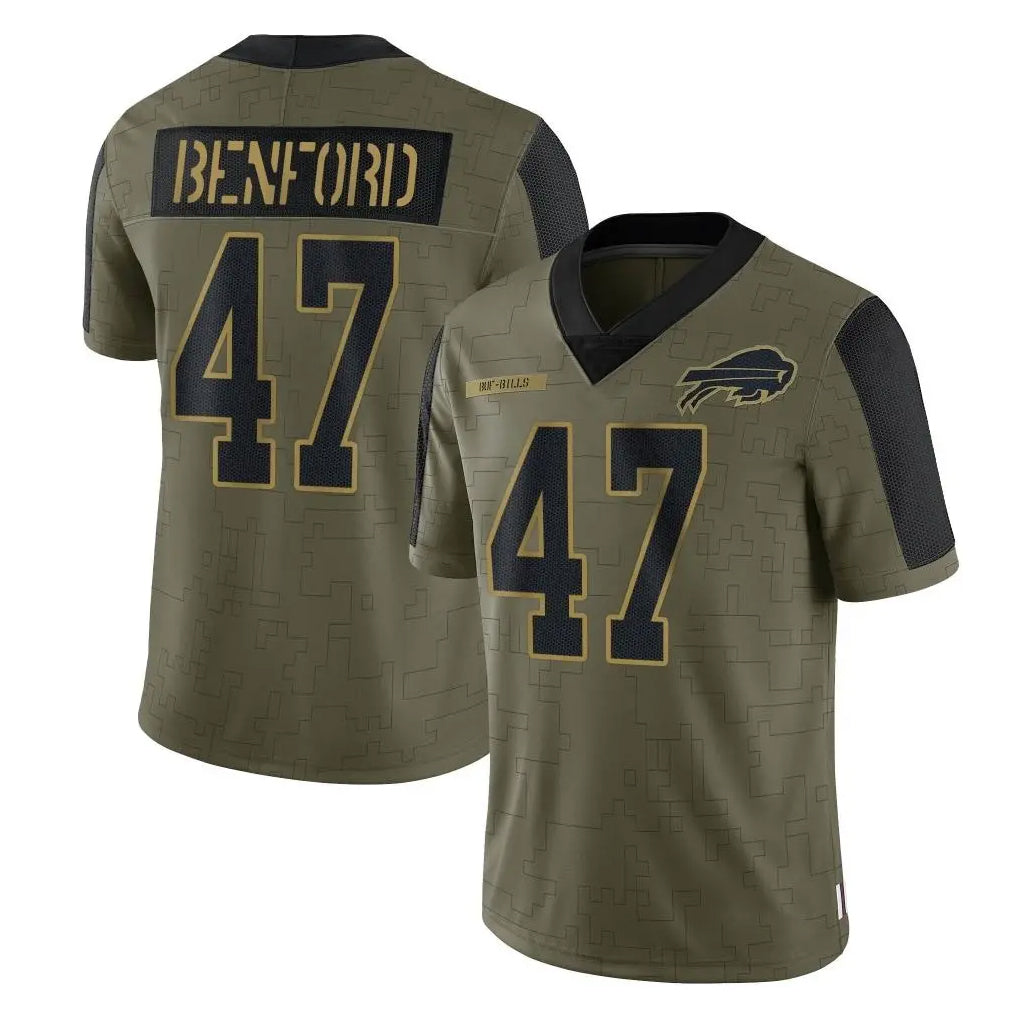 B.Bills #47 Christian Benford Player Olive Salute To Service Limited Gdoa Stitched Jerseys