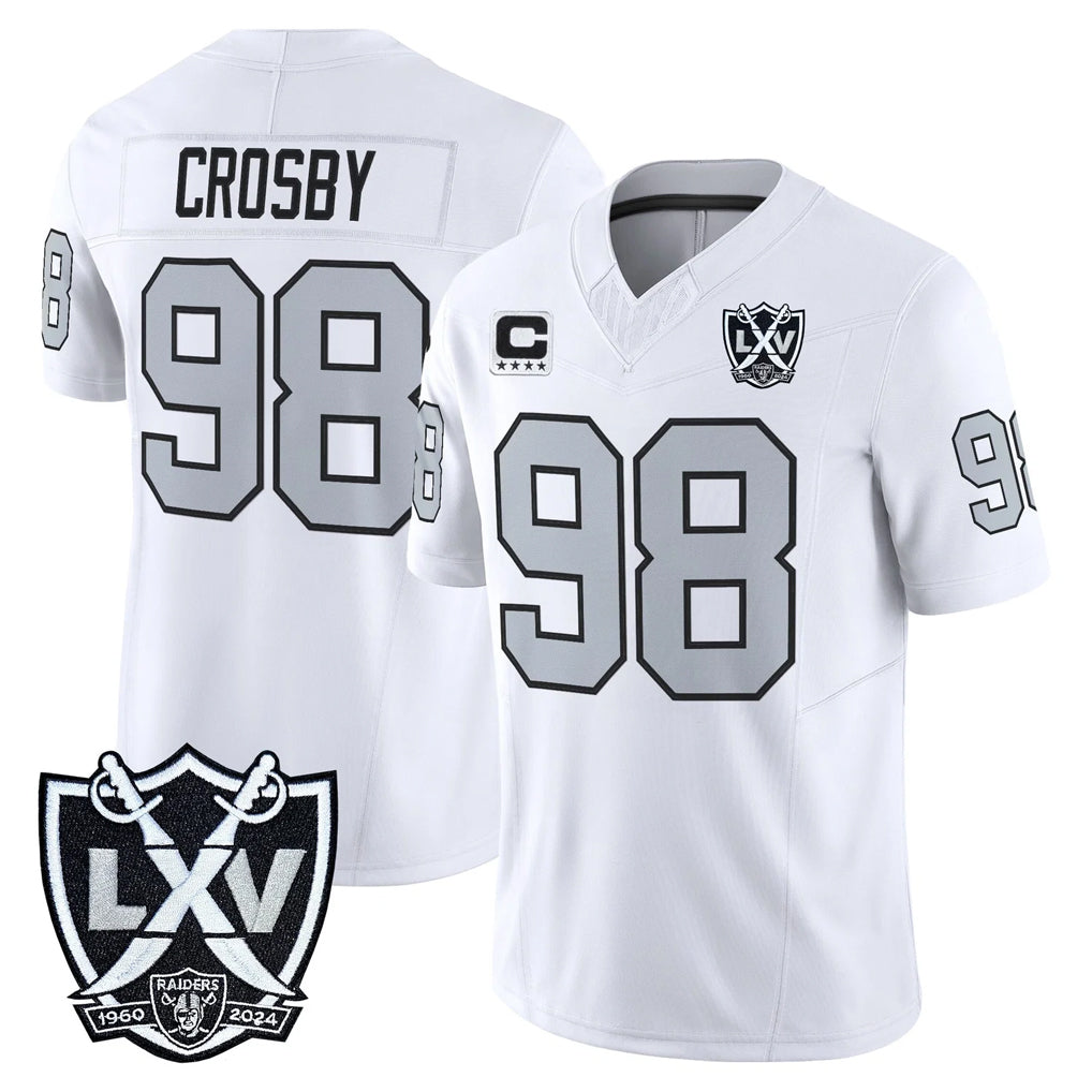 LV.Raiders #98 Maxx Crosby Player White 2026 Vapor Limited Home Game Gdoa Stitched Jerseys