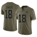C.Panthers #18 Jalen Coker Player Olive Salute to Service Game Gdoa Stitched Jerseys