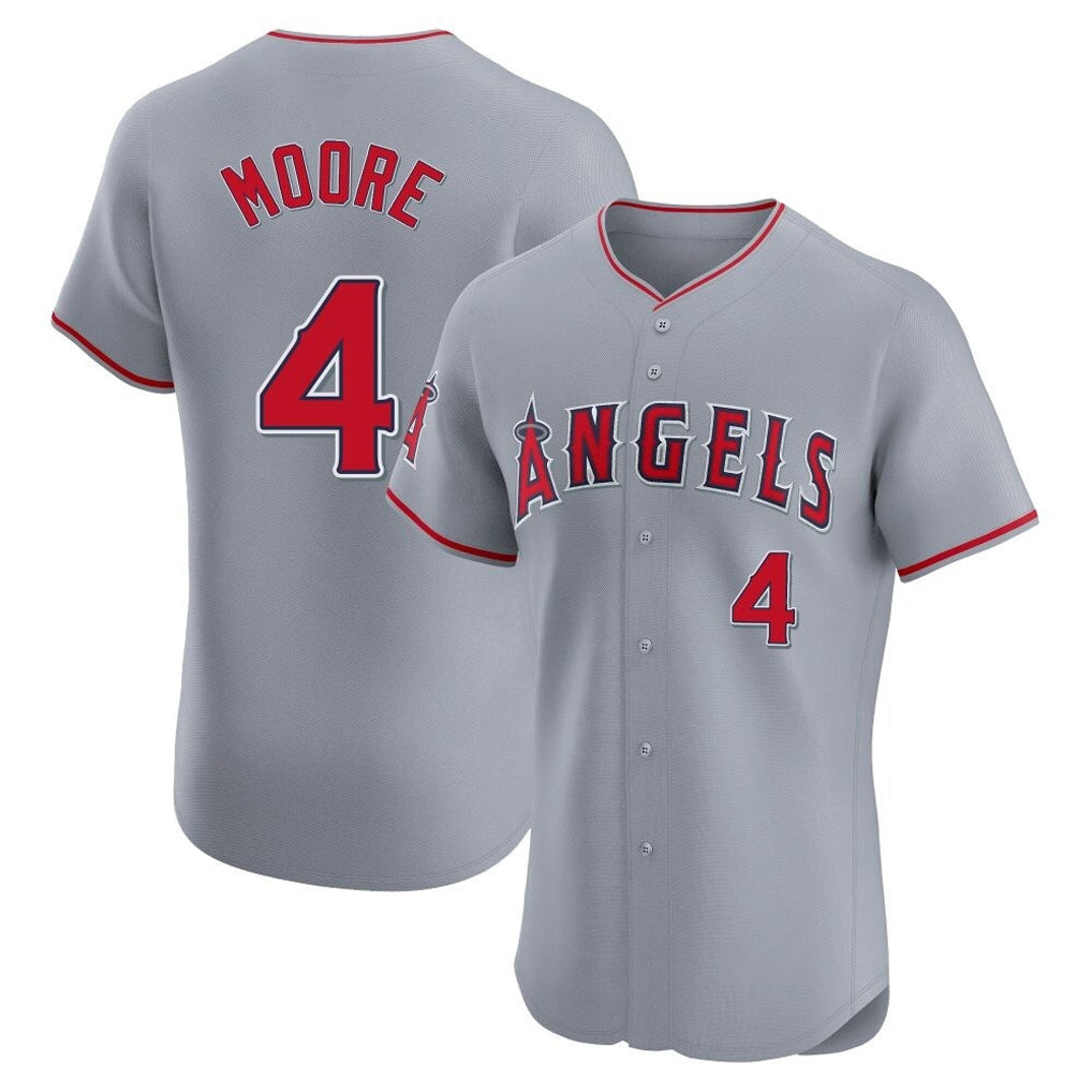LA.Angels #4 Christian Moore Player Gray Home Limited Elite Fdoa Stitched Jerseys