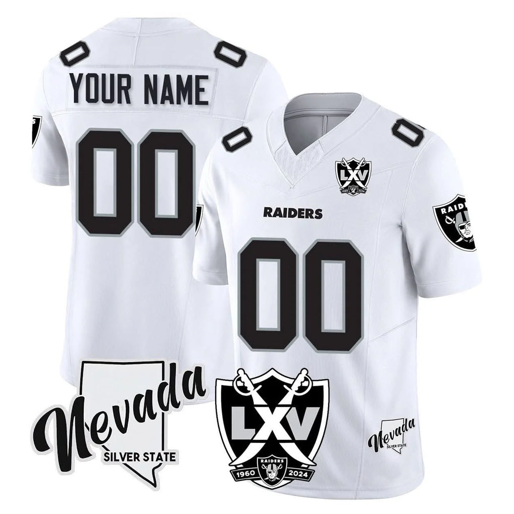 Custom LV.Raiders White 65th Anniversary Vapor Limited Home Game Any Name & Numbers Gdoa Stitched Jerseys