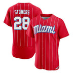 M.Marlins #28 Kyle Stowers Player Red City Connect Home Limited Elite Fdoa Stitched Jerseys