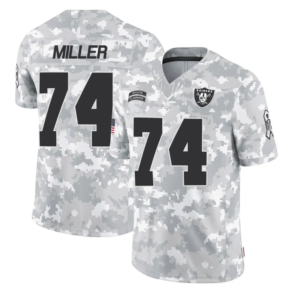 LV.Raiders #74 Kolton Miller Player Arctic Camo Salute To Service Limited Game Gdoa Stitched Jerseys