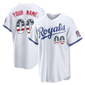 Custom KC.Royals White USA 250 Fourth of July Limited Home Game Any Name & Number Gdoa Stitched Jerseys
