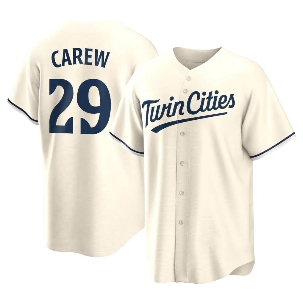 M.Twins #29 Rod Carew Player Cream Game Limited Home Fdoa Stitched Jerseys
