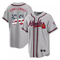 A.Braves #56 Spencer Schwellenbach Player Gray USA 250 Fourth Of July Limited Home Game Gdoa250Ys Stitched Jerseys