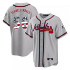 A.Braves #56 Spencer Schwellenbach Player Gray USA 250 Fourth Of July Limited Home Game Gdoa250Ys Stitched Jerseys