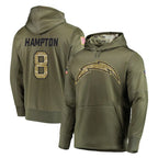 LA.Chargers #8 Omarion Hampton Player Olive Salute to Service Pullover Hoodies Home Game Gdoa Stitched Jerseys