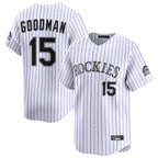 C.Rockies #15 Hunter Goodman Player White Limited Home Gdoa Stitched Jerseys