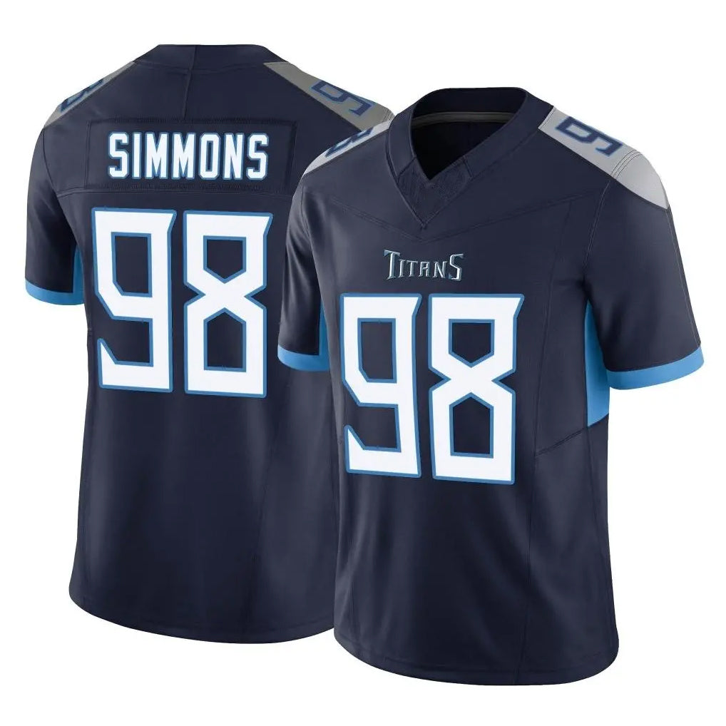 T.Titans #98 Jeffery Simmons Player Navy Limited Vapor F.U.S.E. Home Game Gdoa Stitched Jerseys