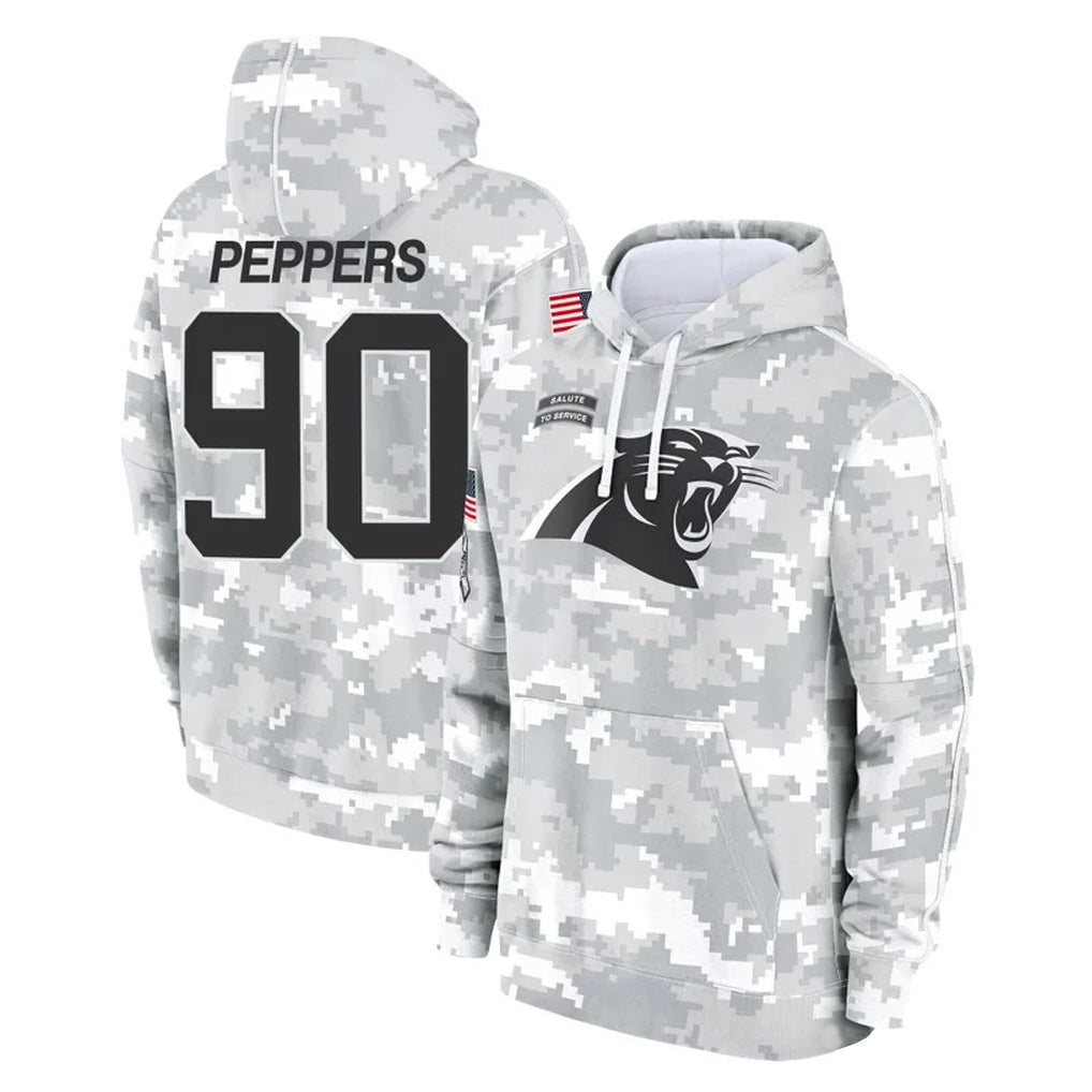 C.Panthers #90 Julius Peppers Player Arctic Camo Salute to Service Pullover Hoodies Limited Game Gdoa Stitched Jerseys
