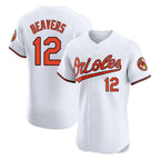 B.Orioles #12 Dylan Beavers Player White Limited Elite Home Game Gdoa Stitched Jerseys